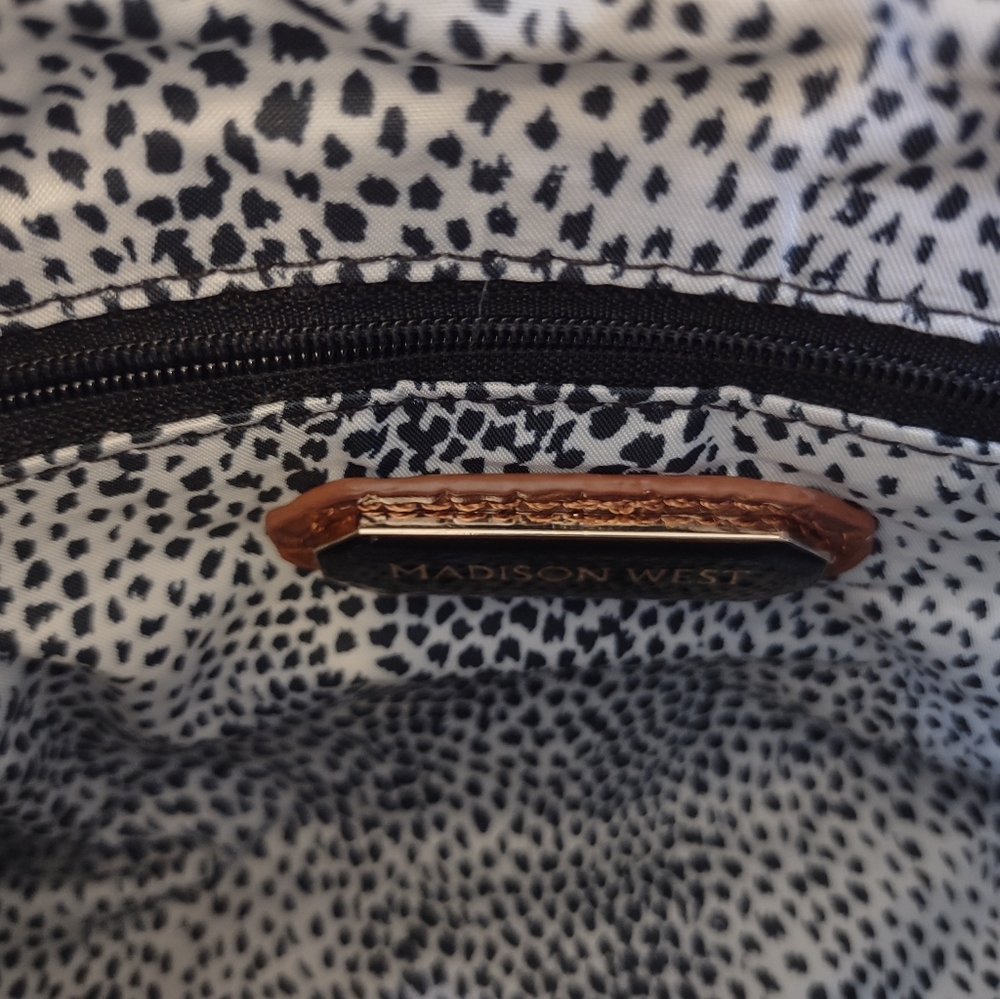 Madison West Tan Croc Print Small Cosmetic Bag - Picture 9 of 10